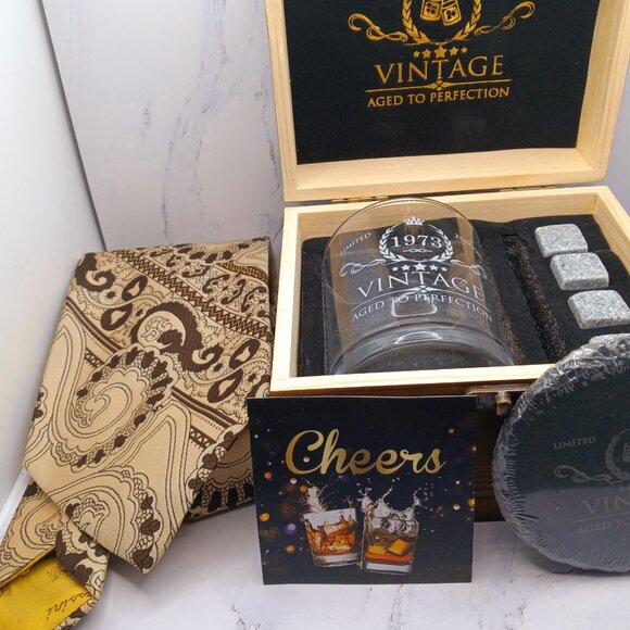 Whiskey Glass 1973 NWT & Men Tie Buffums EUC - Picture 2 of 12